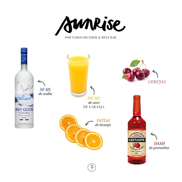 Sunrise: drink colorido leva suco de laranja e cerejas (Foto: Divulgação)