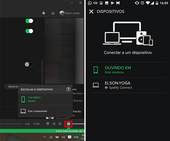 Spotify Connect continua música em diferentes dispositivos (Foto: Reprodução/Elson de Souza)