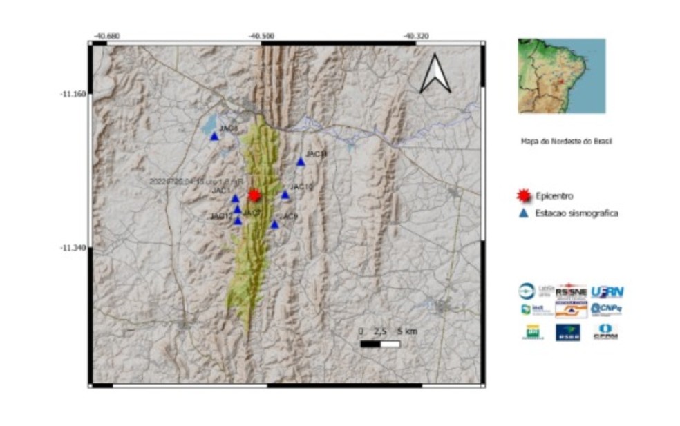 Nove tremores de terra são registrados em dois municípios do norte da Bahia — Foto: Divulgação/LabSis