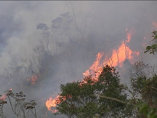 Incêndio atinge Pico da Ibituruna (Foto: Reprodução/Inter TV dos Vales)