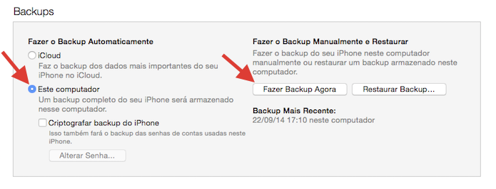 Iniciando um backup do iPhone no iTunes (Foto: Reprodu??o/Marvin Costa)