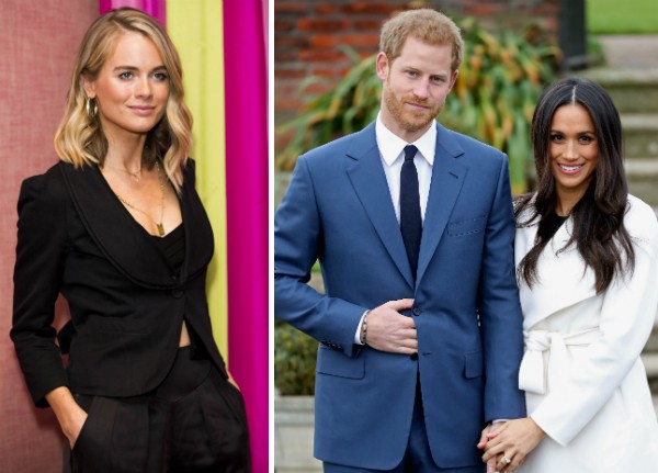 A ex-namorada do Príncipe Harry, Cressida Bonas, e o neto da Rainha com a noiva, a atriz Meghan Markle (Foto: Getty Images)