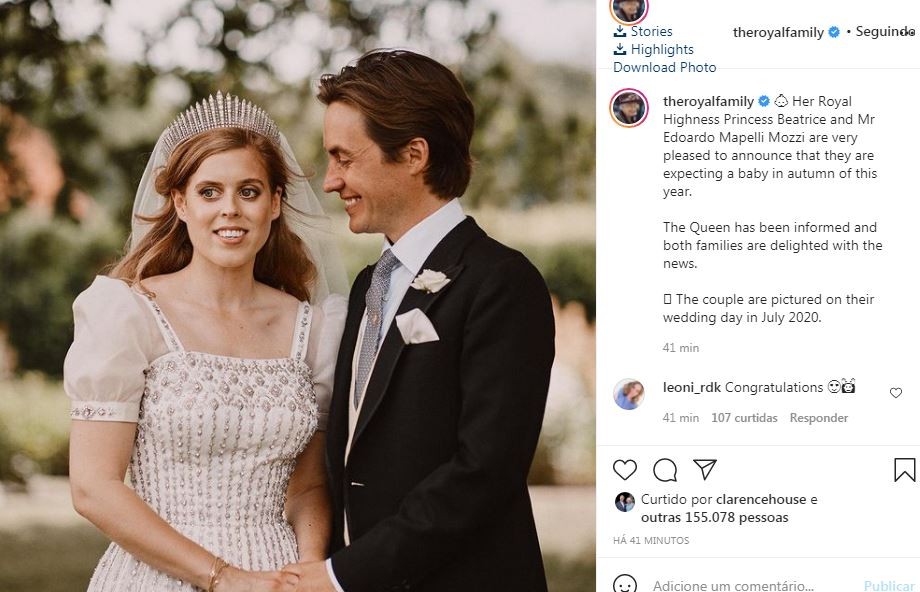Princesa Eugenie e Edoardo Mapelli Mozzi esperam o primeiro filho  (Foto: Reprodução / Instagram)