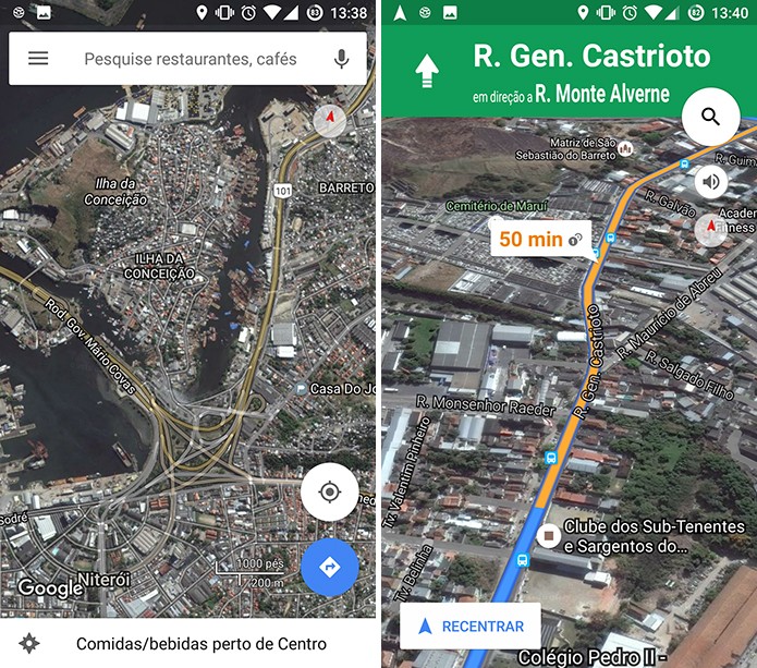 Google Maps ganhou modo que mostra imagens via satélite no Android (Foto: Reprodução/Elson de Souza)
