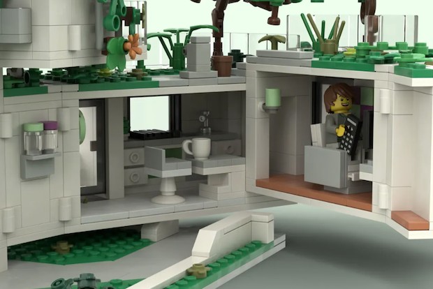 O interior dos apartamentos de Lego foi todo equipado pelo criador da obra de brinquedo (Foto: TheCastleFan / Divulgação)