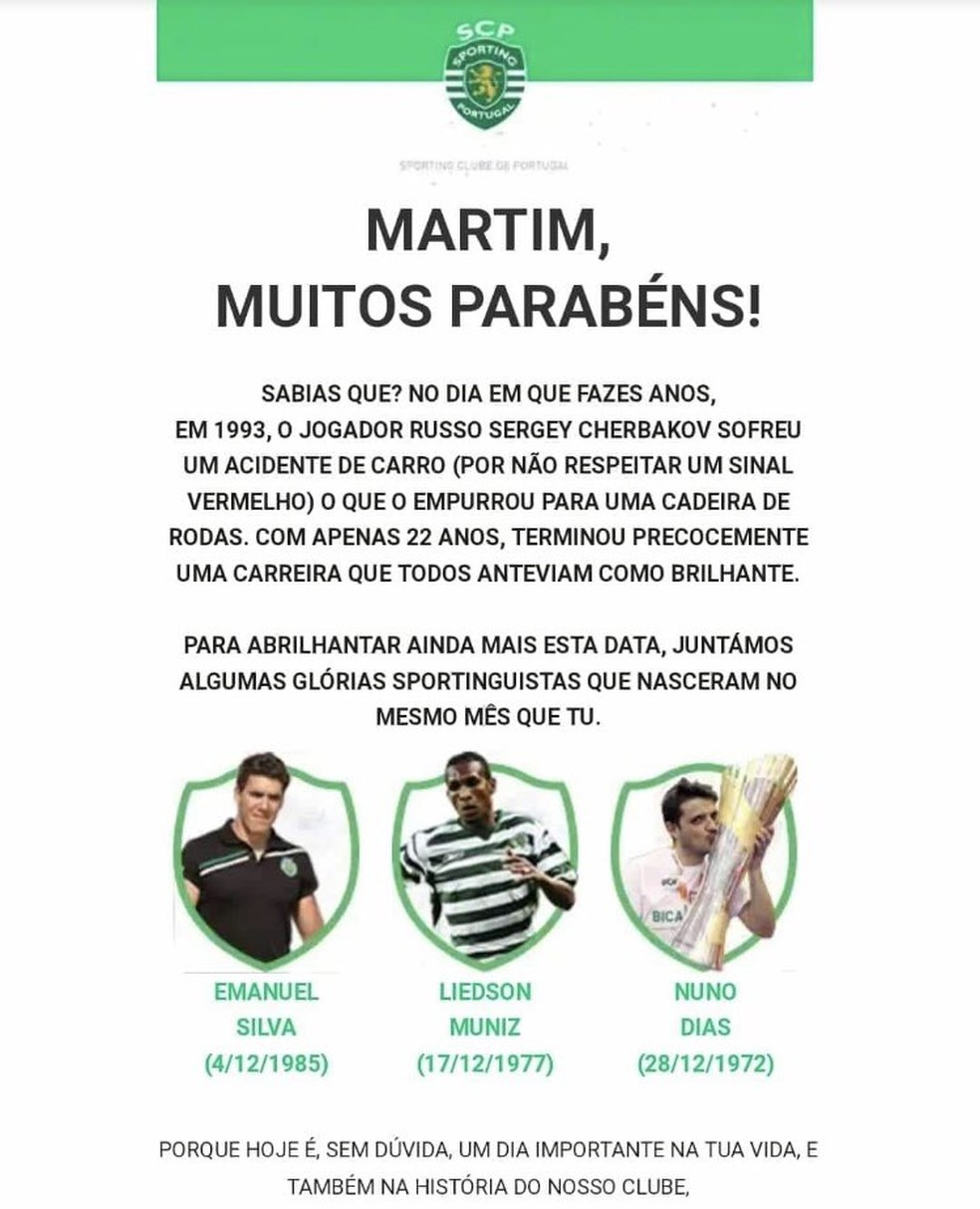 Mensagem polêmica do Sporting causa revolta — Foto: Divulgação