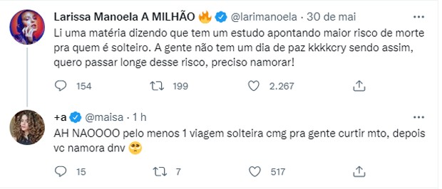 Larissa Manoela e Maisa Silva interagem no Twitter (Foto: Reprodução/Twitter)