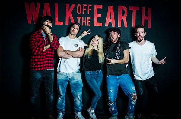 Os membros da banda Walk Off The Earth com o pianista Mike Beard Guy Taylor (Foto: Instagram)