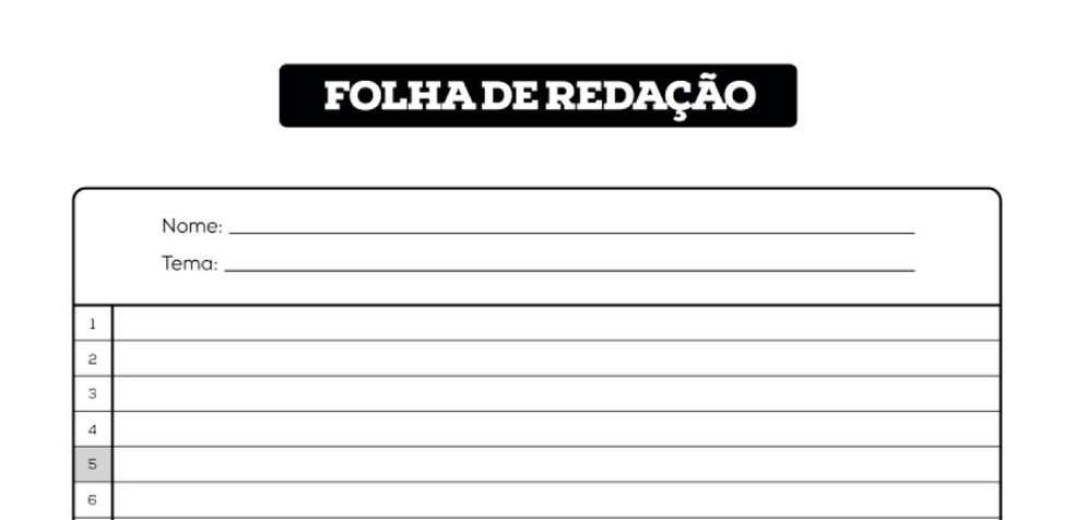 Serviço de correções do Jornal da Paraíba disponibiliza folha de redação, que possui um layout semelhante ao oficial do Enem — Foto: Jornal da Paraíba/Divulgação