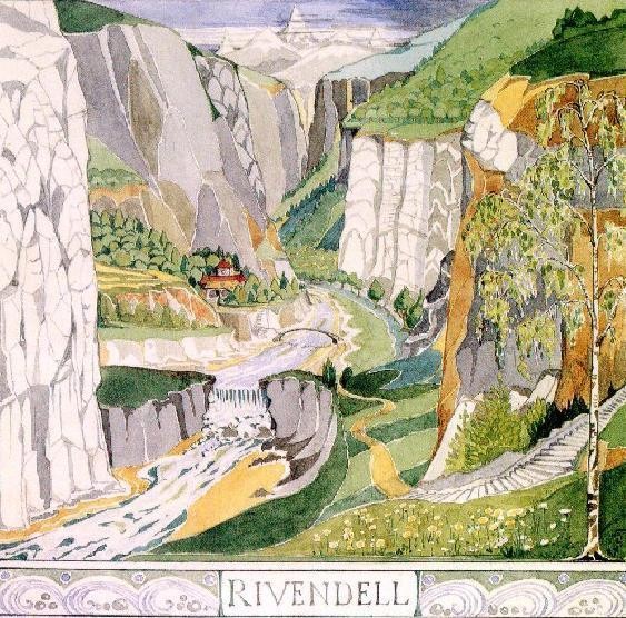 Ilustração de Valfenda (Rivendell, em inglês) feita por Tolkien (Foto: Wikimedia Commons)