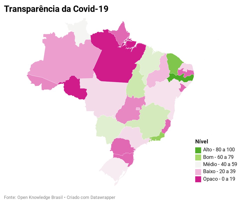Trânsparência na divulgação de dados sobre a Covid-19 no Brasil — Foto: Open Brasil Knowledge