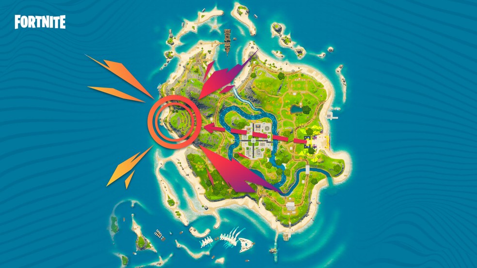 Cinema da Ilha no Fortnite fica localizado na direção parte oeste do mapa do Festa Royale — Foto: Reprodução/Leandro Eduardo