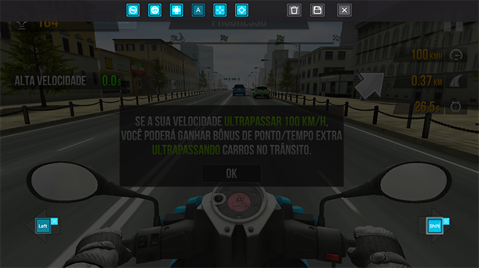 Posicione botões virtuais no Traffic Rider em PC (Foto: Reprodução/Murilo Molina)