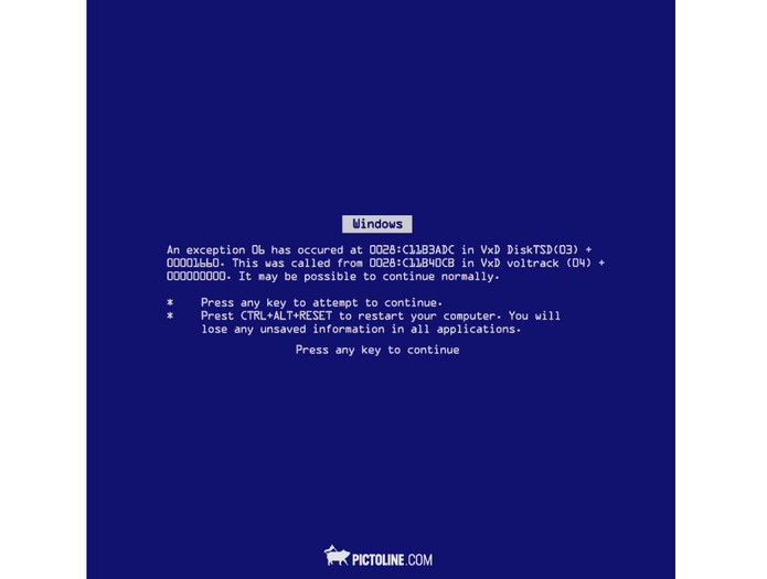 GIF mostra também a tradicional tela azul de erro do Windows (Foto: Divulgação/Pictoline)