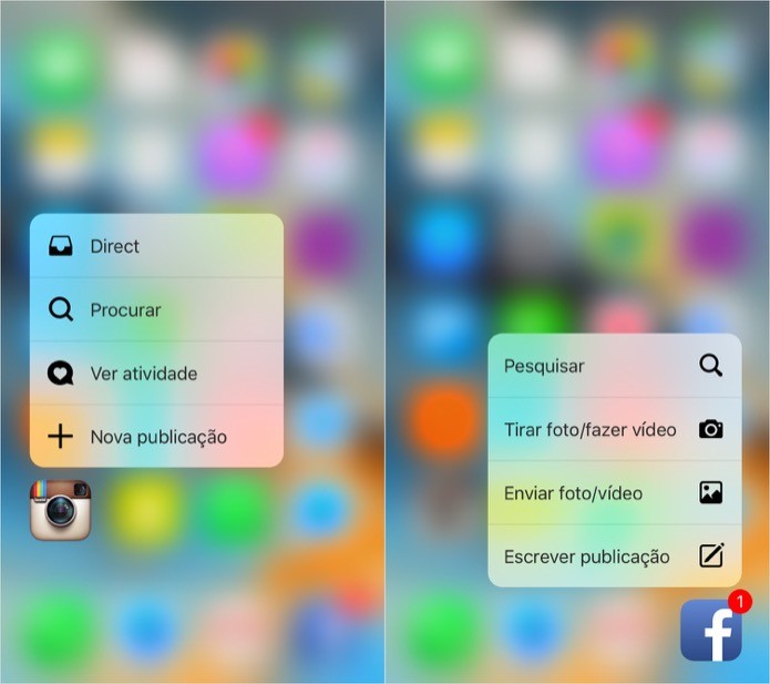 Atalho em aplicativos na tela inicial do iPhone (Foto: Reprodução/Helito Bijora) 