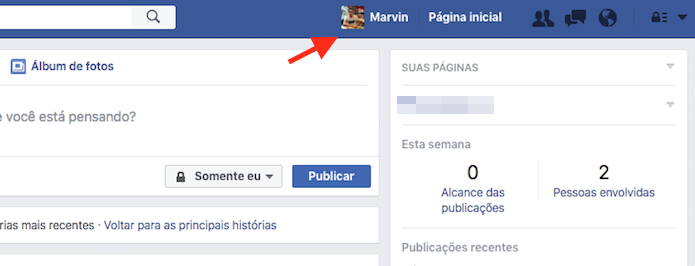 Acessando o perfil de usuário do Facebook para adicionar uma atividade física (Foto: Reprodução/Marvin Costa)