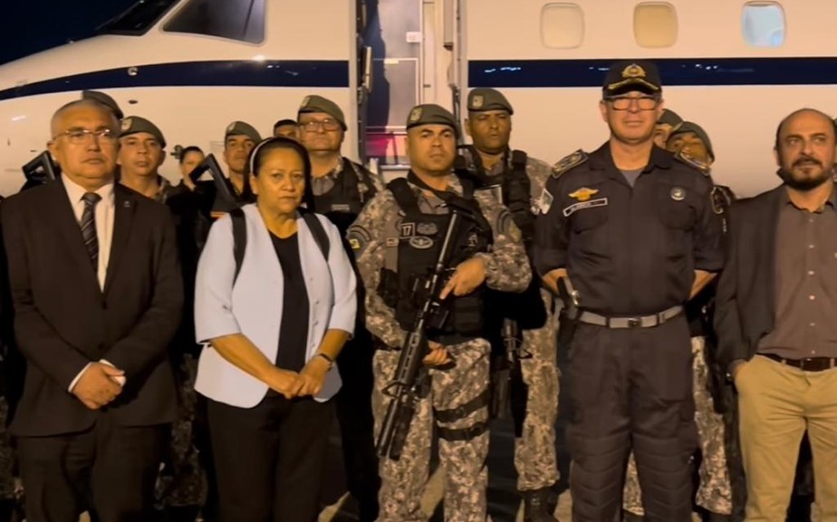 Homens da Força Nacional apresentados pela governadora do RN, Fátima Bezerra (PT)