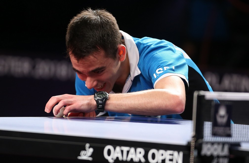 Hugo Calderano em ação no Aberto do Catar, em Doha (Foto: Divulgação/ITTF)