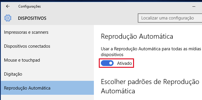 Ativando a reprodução automática do Windows 10 (Foto: Reprodução/Edivaldo Brito)