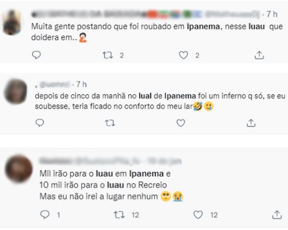 Internautas repercutem nas redes sociais o luau de Ipanema — Foto: Reprodução