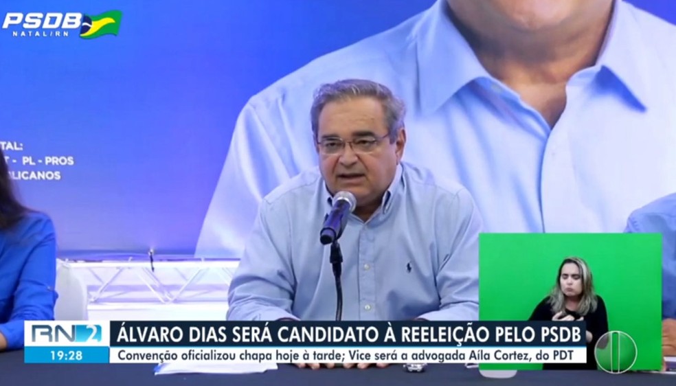 PSDB oficializa candidatura de Álvaro Dias à Prefeitura de Natal — Foto: Reprodução/Inter TV Cabugi