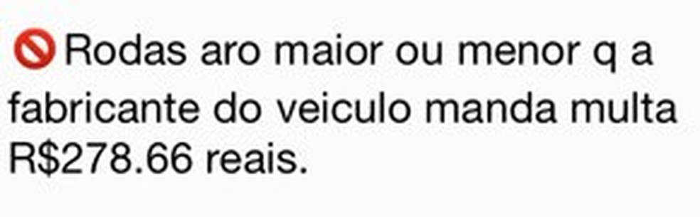 Mensagem sobre multas que circula nas redes (Foto: Reprodução)