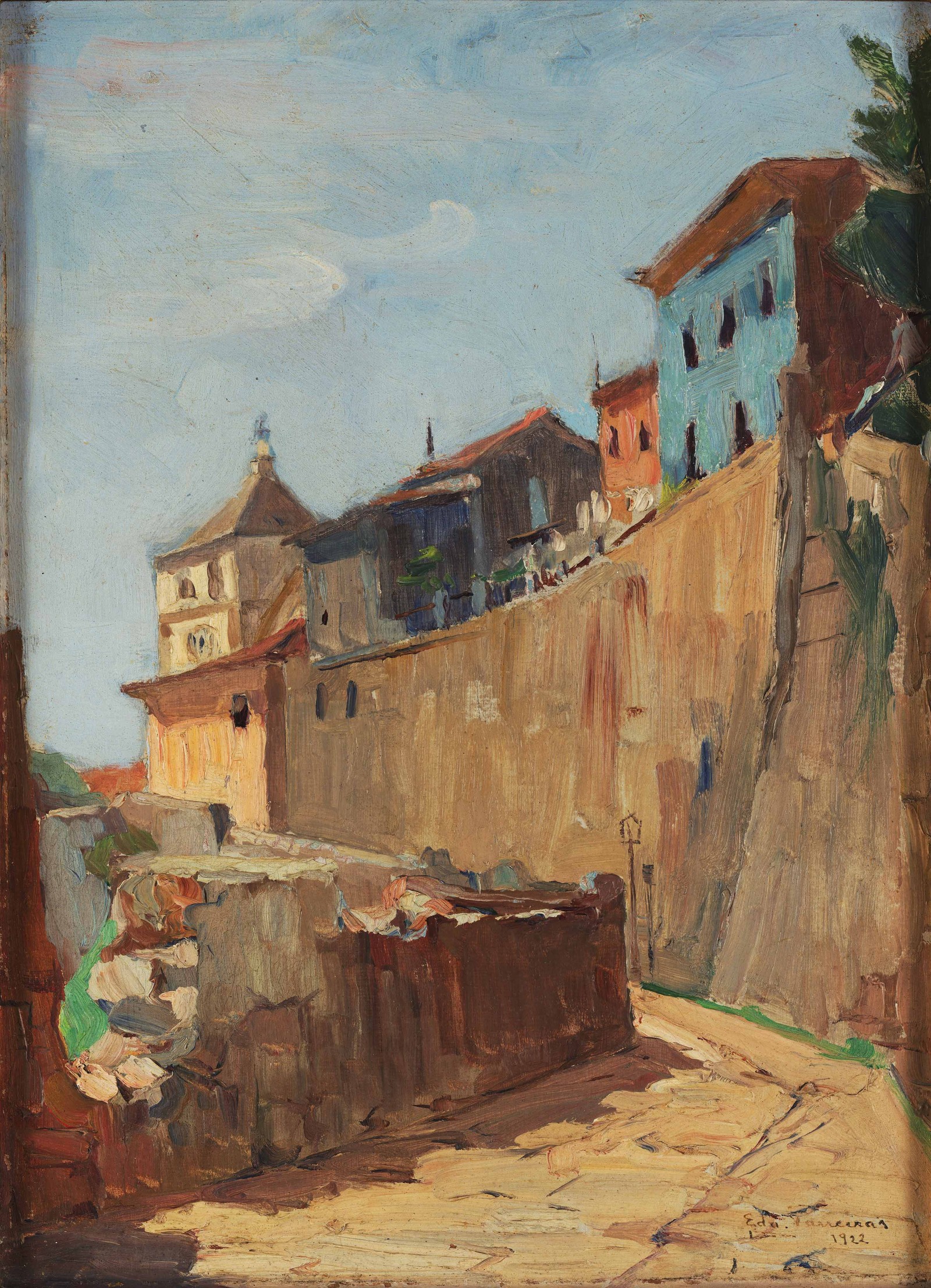 “Ladeira do Castelo” em óleo sobre tela – pintura documental – de Edgard Parreiras, 1922 – Acervo MHN — Foto: Google Arts & Culture