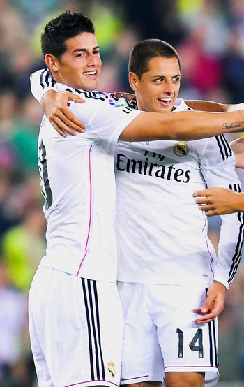 Cornella x Real Madrid - James Rodriguez e Chicharito (Foto: Getty Images)