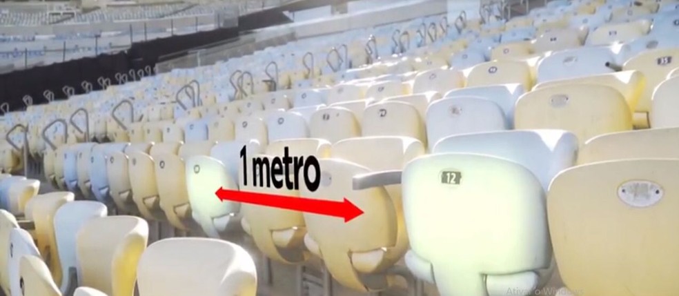 Torcedores precisam respeitar distanciamento na partida &mdash; Foto: Reprodu&ccedil;&atilde;o