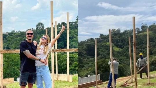 Aline Gotschalg e Fernando Medeiros mostram início das obras de casa nova em São Paulo