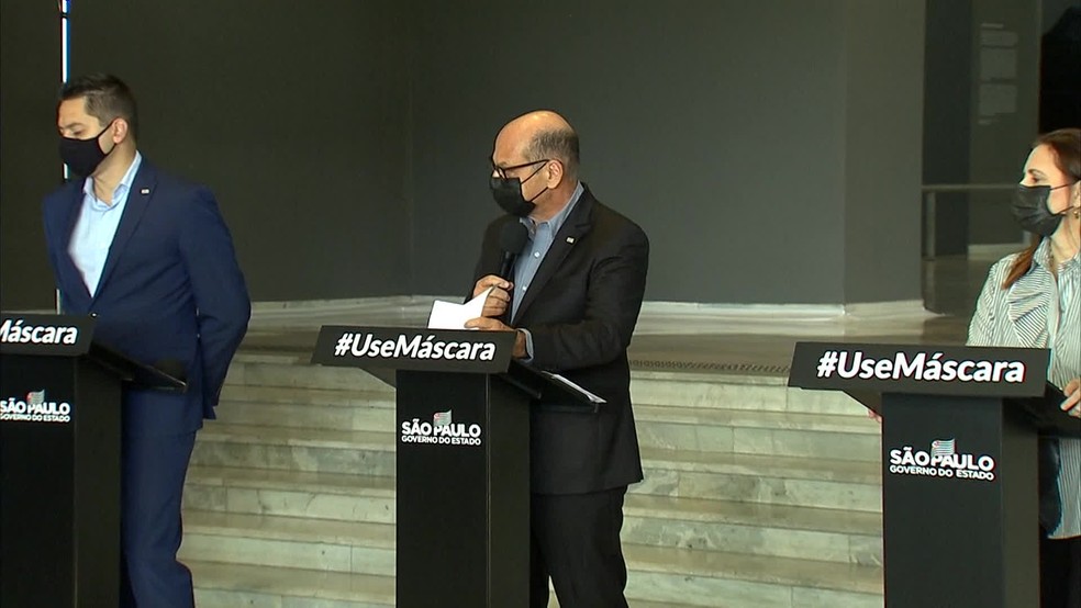 Dimas Covas apresenta dados dos estudos do soro contra o coronavírus  — Foto: Reprodução/TV Globo