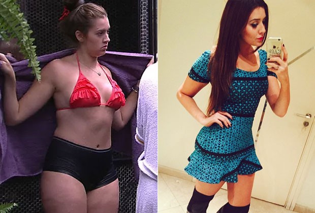 Tamires antes (no reality show) e depois de perder peso (Foto: Reprodução/TV Globo/Instagram)
