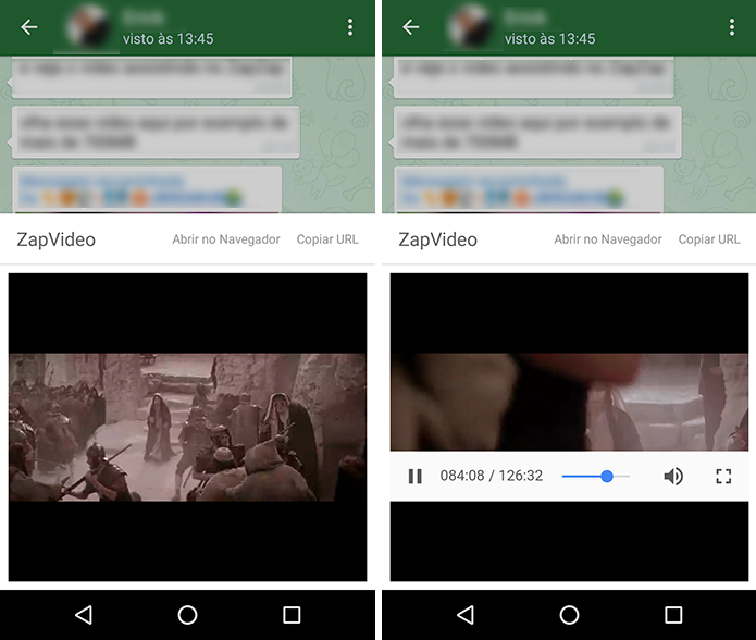 ZapZap permite assistir a vídeos grandes por streaming (Foto: Reprodução/Paulo Alves)