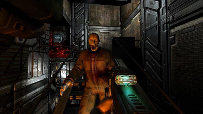 Enfrente demônios em Doom 3 BFG Edition (Foto: Divulgação/Bethesda)