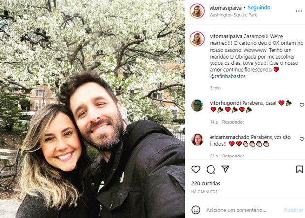 Vivi Tomas Paiva e Rafinha Bastos se casam (Foto: Reprodução/Instagram)