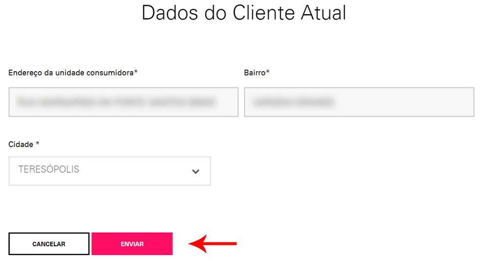 Tela para confirmação dos dados do cliente atual — Foto: Reprodução/Ana Letícia Loubak