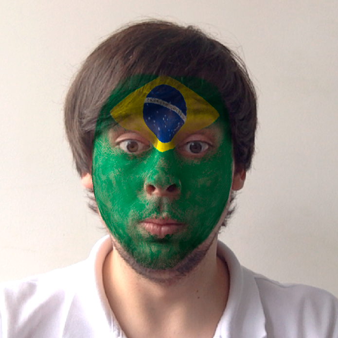 Máscara com a bandeira do Brasil no aplicativo MSQRD (Foto: Divulgação/Facebook)
