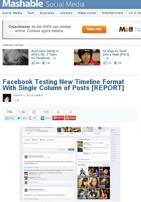 Nova linha do tempo do Facebook agrupa atualizações em uma única coluna à esquerda (Foto: Reprodução)