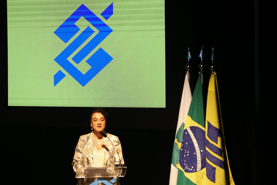 A nova presidenta do Banco do Brasil, Tarciana Medeiros, durante solenidade de posse