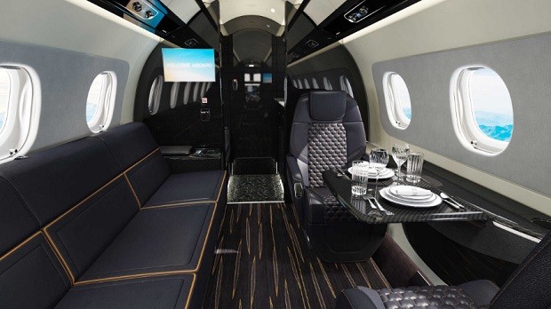 Interior do Praetor 600 Bossa Nova Edition, da Embraer (Foto: Divulgação) Interior do Praetor 600 Bossa Nova Edition, da Embraer (Foto: Divulgação)