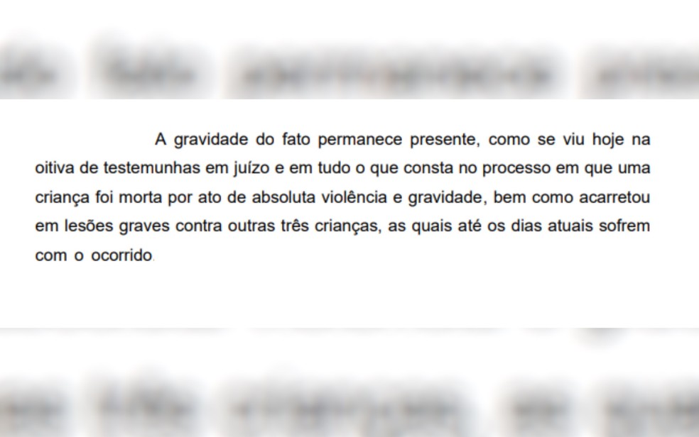 Parte da decisão que condena jovem pela morte de criança, em Goiás — Foto: Reprodução/TJ-GO