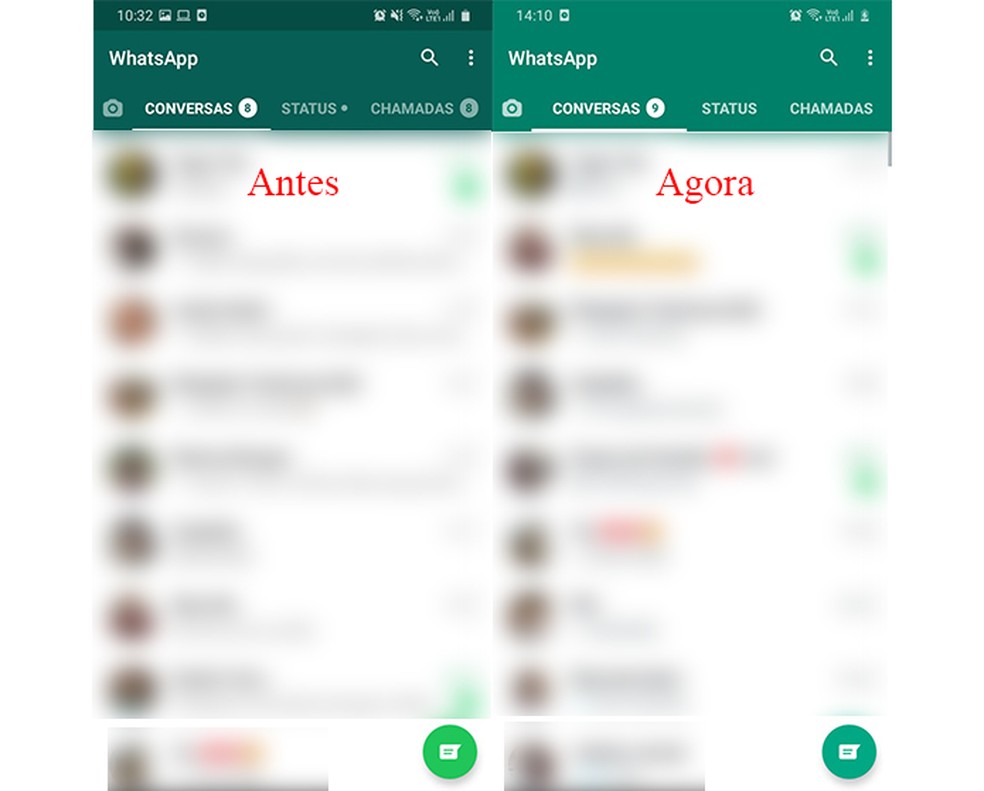 Mudanças nos tons de verde do WhatsApp são notadas por usuários do Twitter — Foto: Reprodução/Marcela Franco