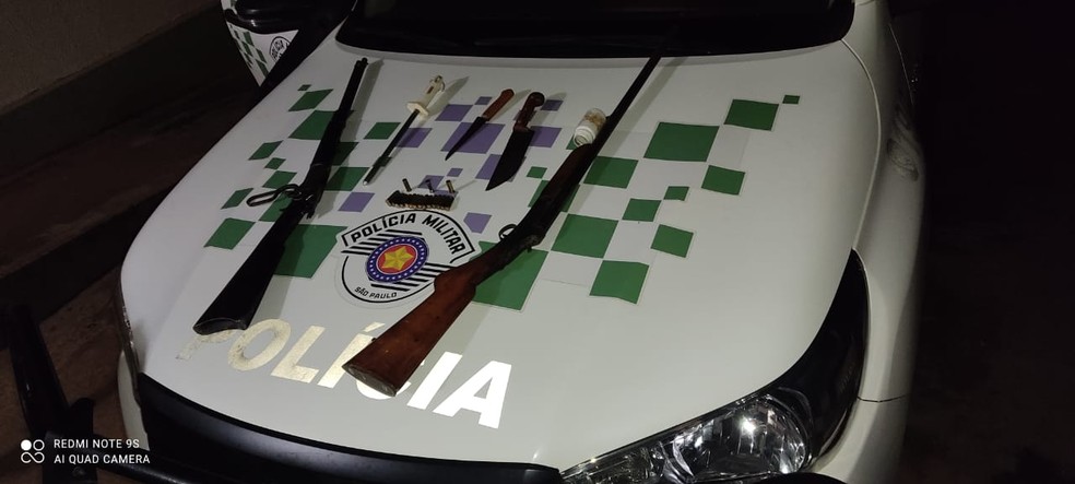 Polícia apreendeu duas armas de fogo — Foto: Polícia Ambiental