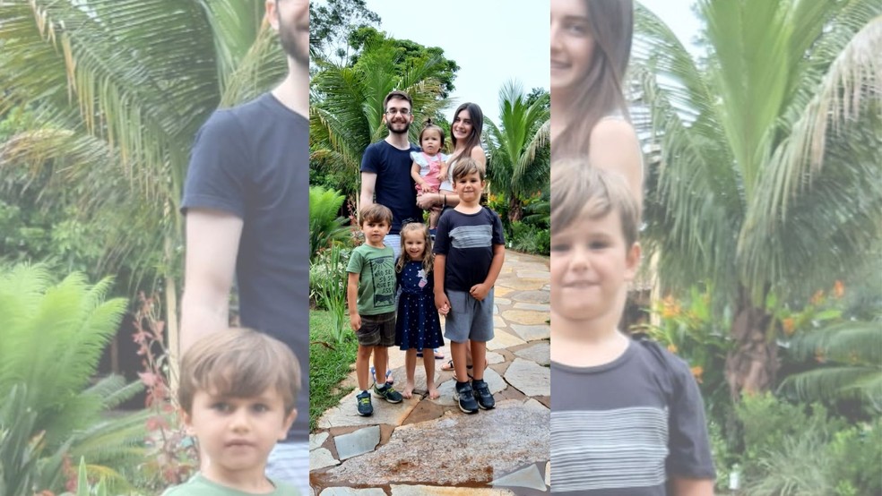 Mariana, o irmão Eduardo e os primos na festa da avó de 80 anos  — Foto: Francisco Augusto Prado Telles/Arquivo pessoal