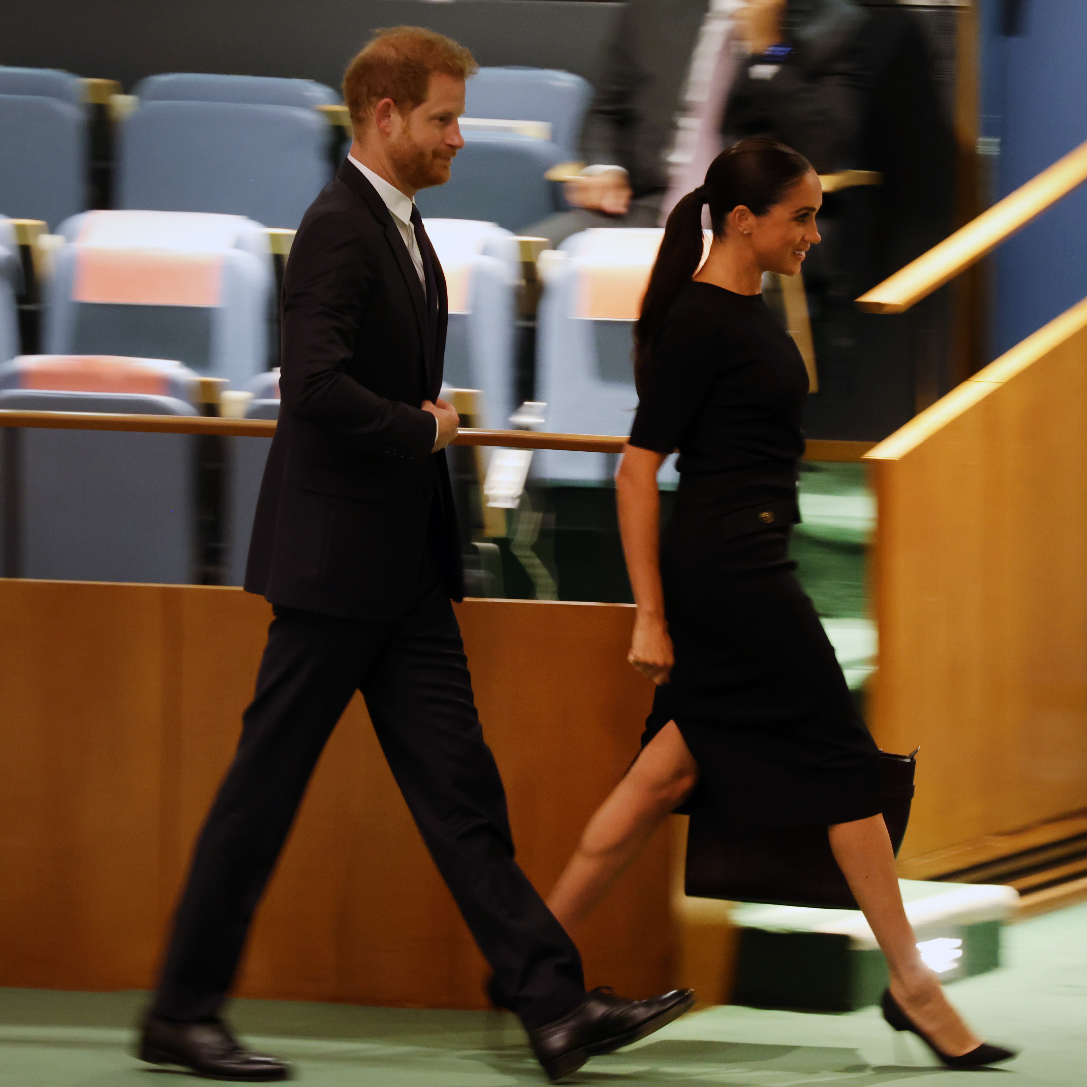 NEW YORK, NEW YORK - JULY 18: Prince Harry and his wife Meghan Markle depart after the Prince addressed the United Nations (UN) general assembly during the UN's annual celebration of Nelson Mandela International Day on July 18, 2022 in New York City. The  (Foto: Getty Images)