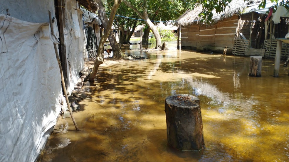 Rios transbordam e inundam aldeias indígenas no sudeste do Tocantins — Foto: Divulgação