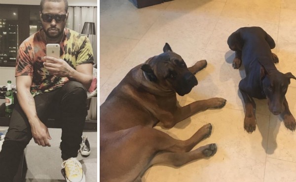 O rapper ScHoolboy Q com seus cães (Foto: Instagram)