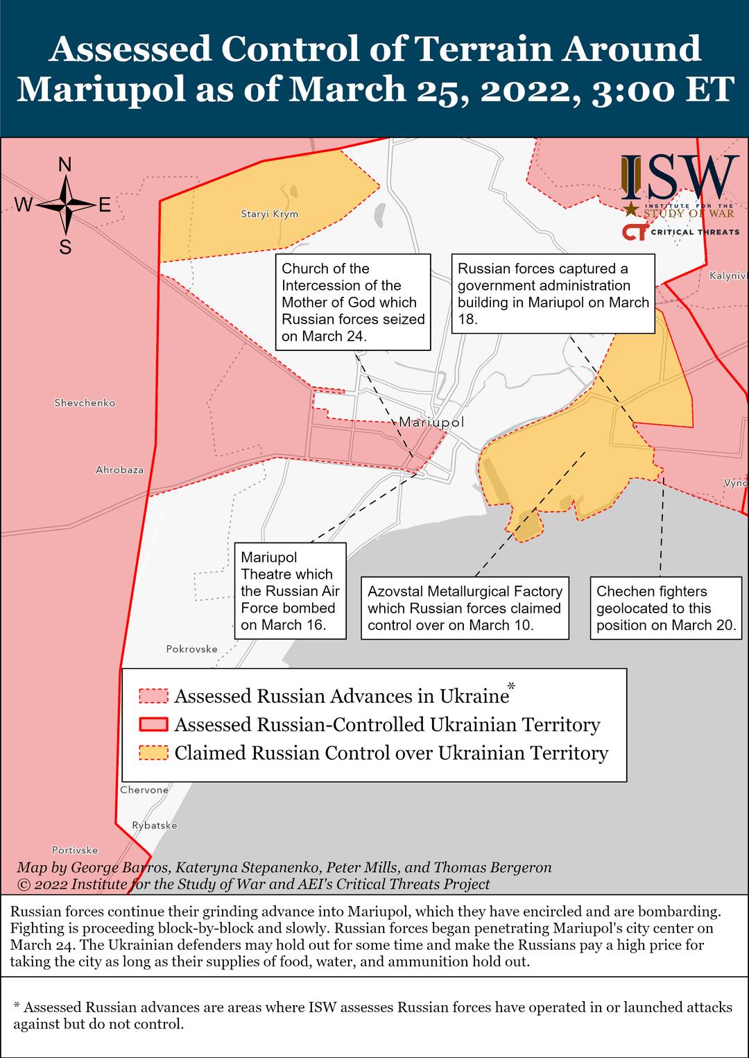 Mapa mostra projeção de terreno em Mariupol