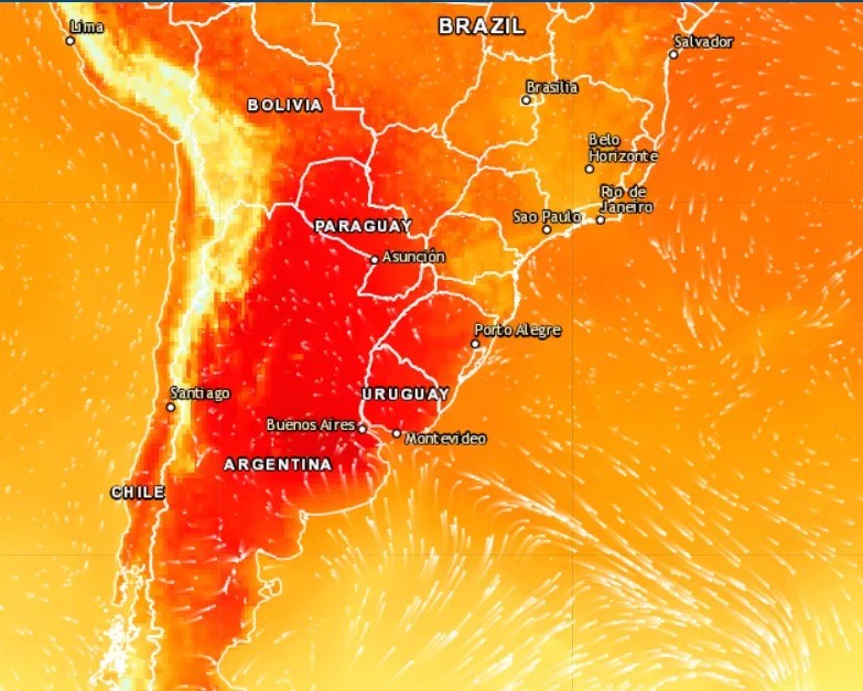 Instituto Nacional de Meteorologia emitiu aviso de perigo para 216 municípios do RS em razão da onda de calor (Foto: CLIMATEMPO)