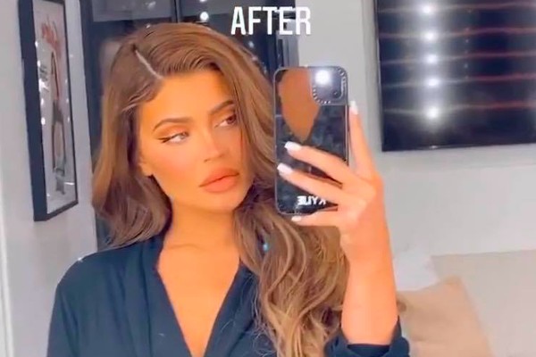 A socialite Kylie Jenner após uma sessão de maquiagem (Foto: Instagram)